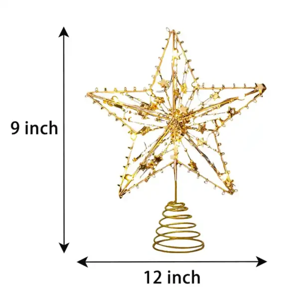 The measurement of a gold star Christmas tree topper.