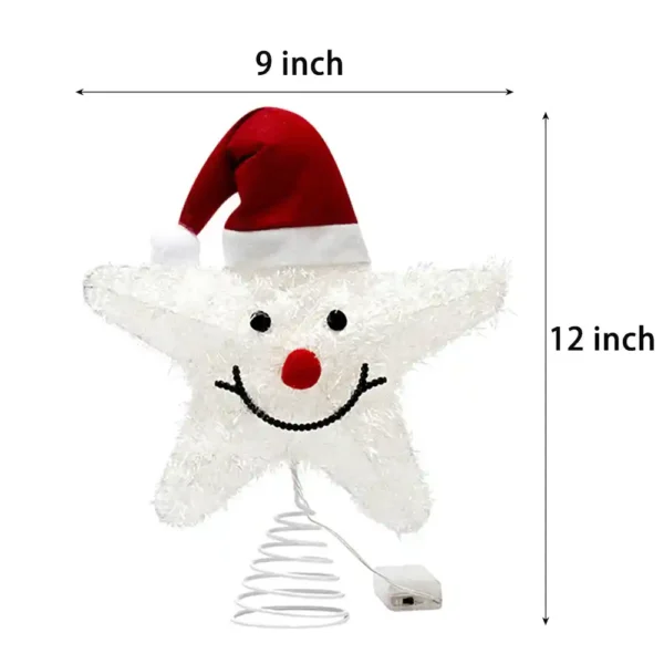 The measurement of a light up Christmas tree star topper.