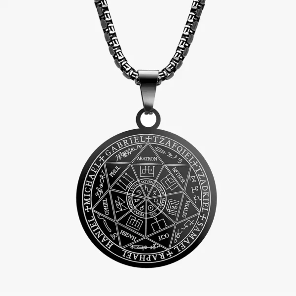 A black Seven Archangels pendant.
