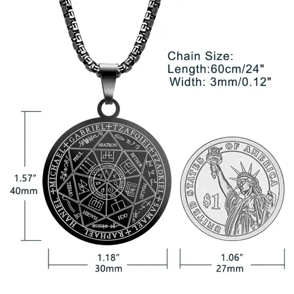 The measurement of the black Seven Archangels pendant.
