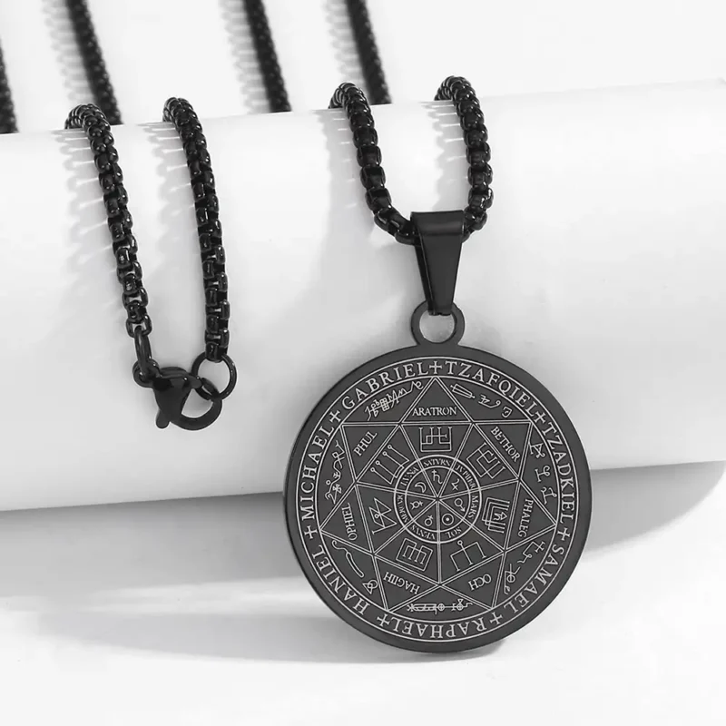A black Seven Archangels is leaning against a paper.