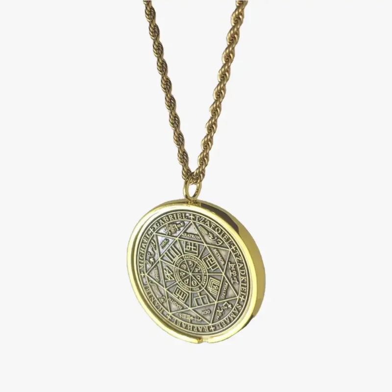 The front view of the gold seal of the Seven Archangels.