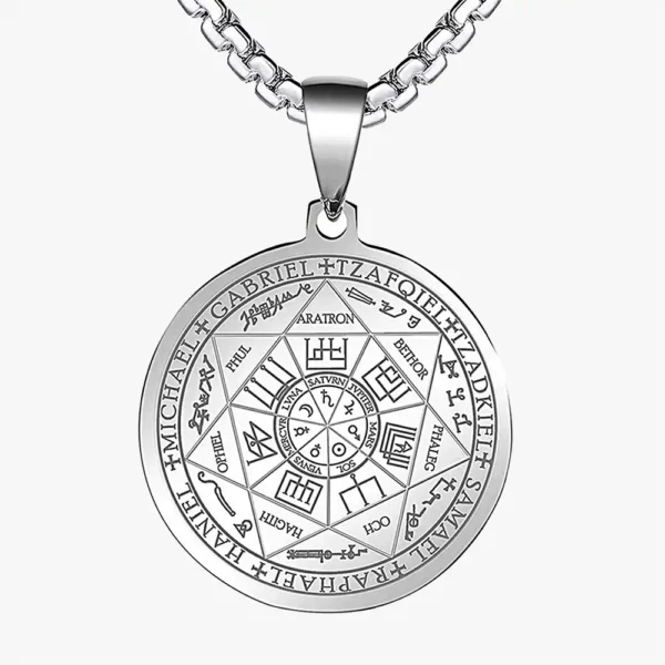 A silver Seven Archangels pendant.