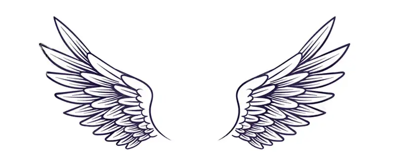A pair of classic style flying upward angel wings.