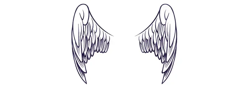A pair of classic style folded angel wings.