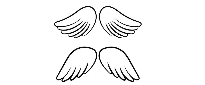 Two pairs of minimalist style sickle shaped angel wings.