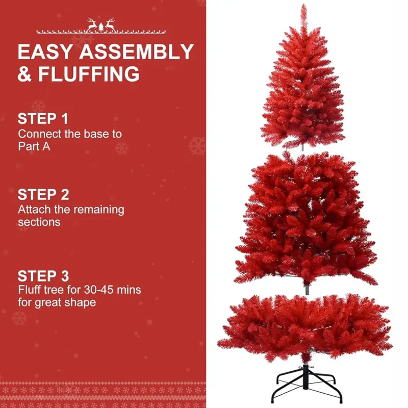 Step by step installation for the red flocked Christmas tree