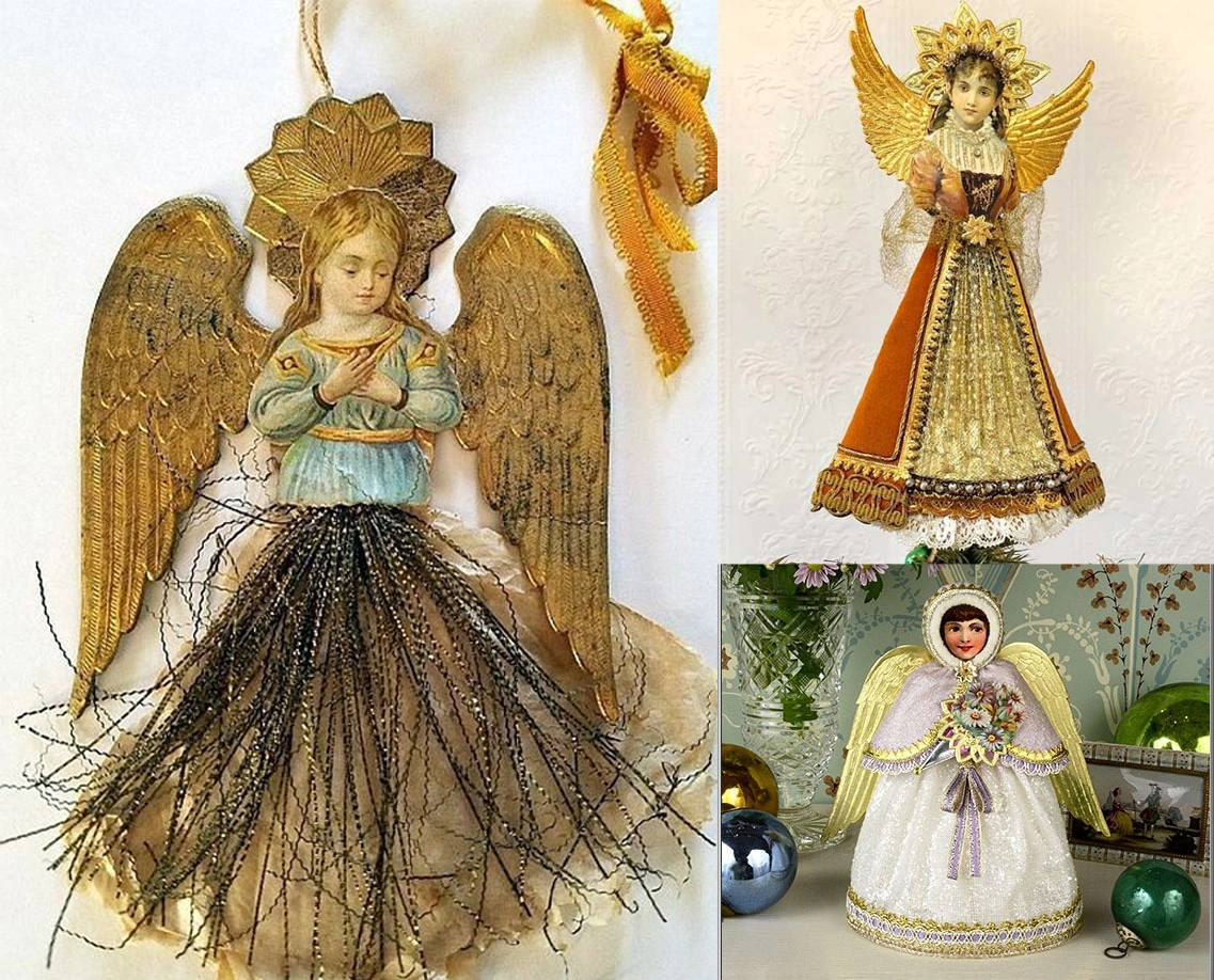 Three vintage angel tree topper in 1910s