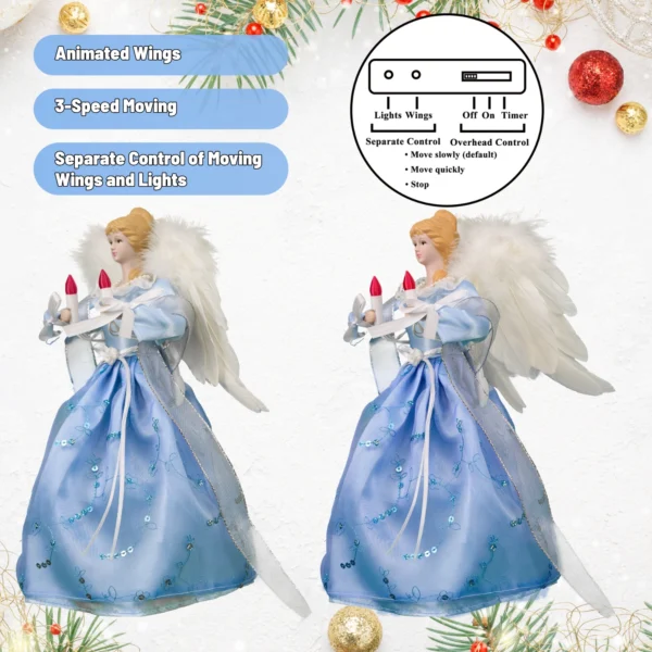 Blue angel christmas tree top with three-speed moving wings, independent lights and wings control