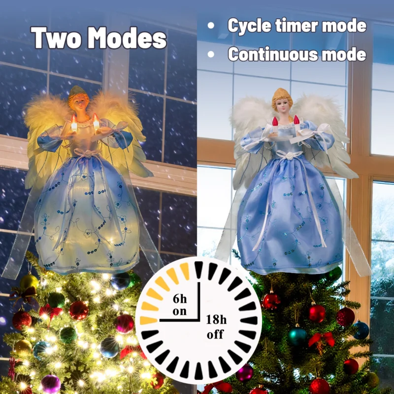 Blue angel christmas tree top featuring cycle timer mode and continuous mode
