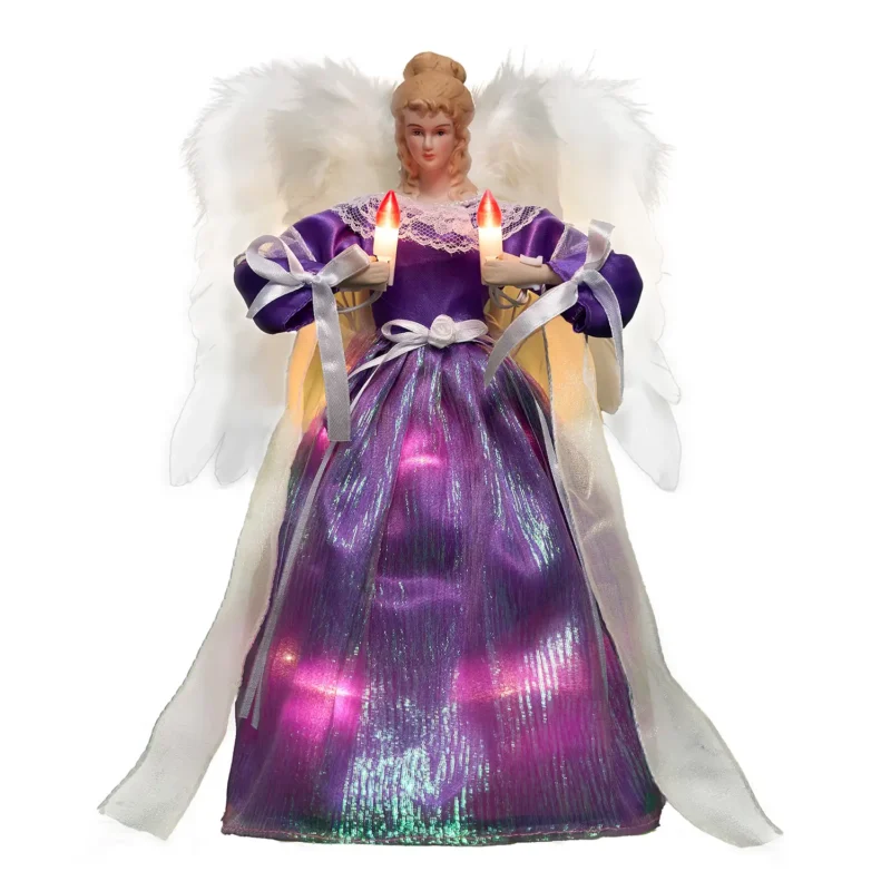 A 12-inch animated purple angel tree topper lighted with moving wings