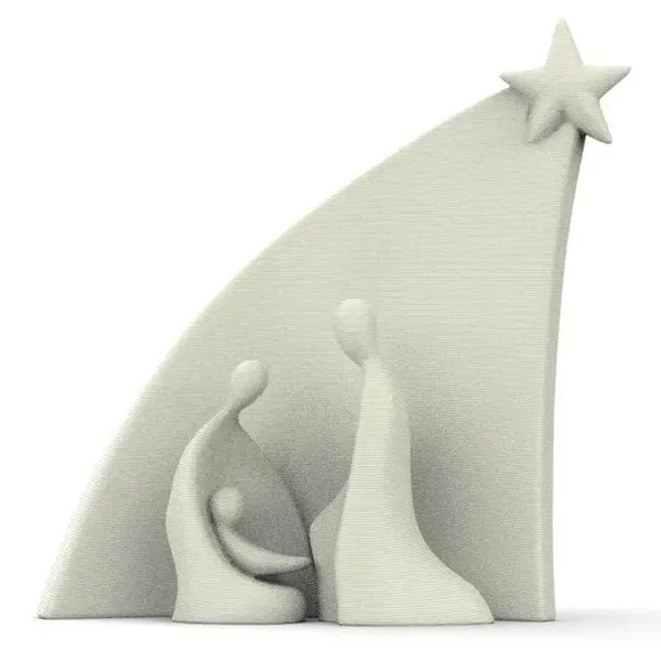 The front view image of a minimalist nativity scene.