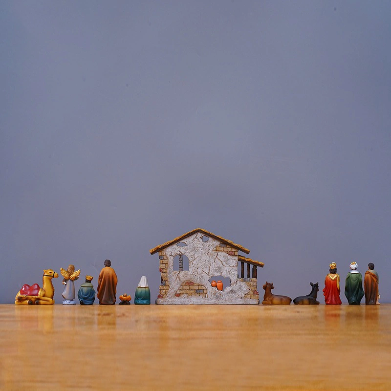 The back view of the Nativity set indoor