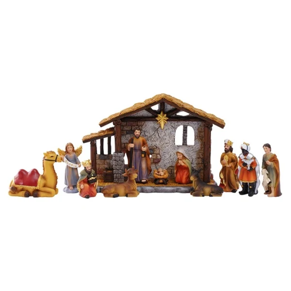 The front view of the Nativity set indoor​