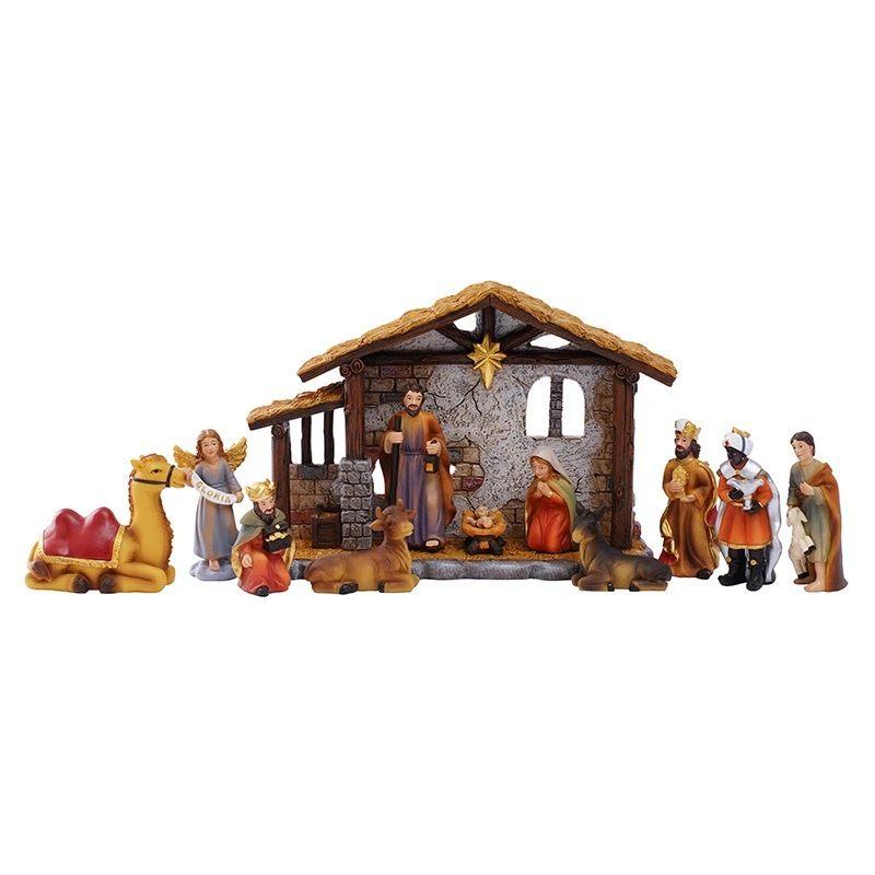 The front view of the Nativity set indoor