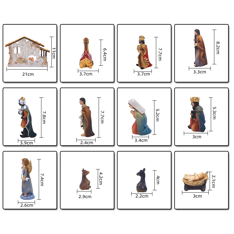 The measurement of the figurines