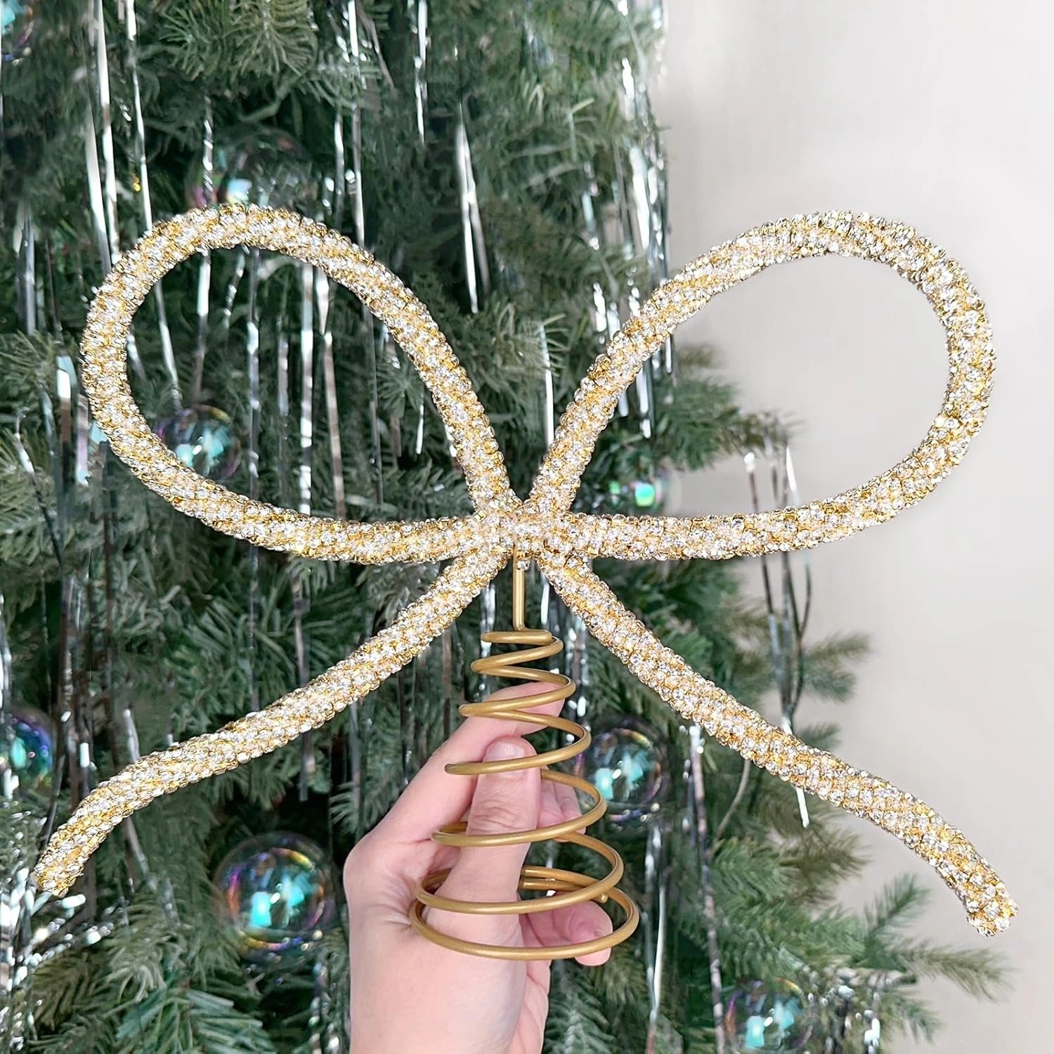 8″ Gold Rhinestone Bow Tree Topper