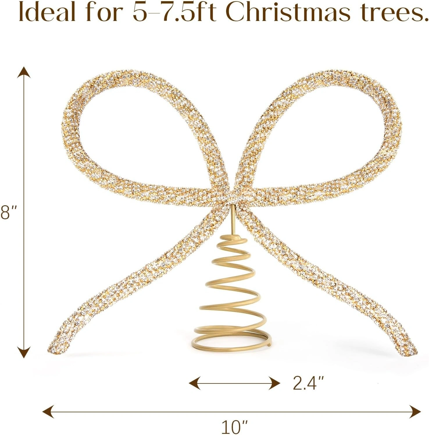 8″ Gold Rhinestone Bow Tree Topper - Image 4