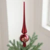 11 Inch Red Finial Tree Toppers, Plastic Christmas Tree Finial Topper for Xmas Holiday Party Decoration