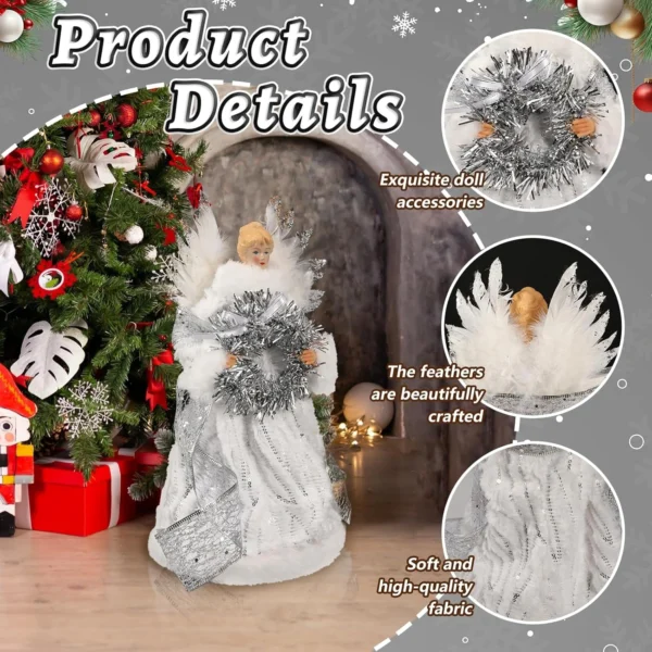 The product details of silver angel Christmas tree topper